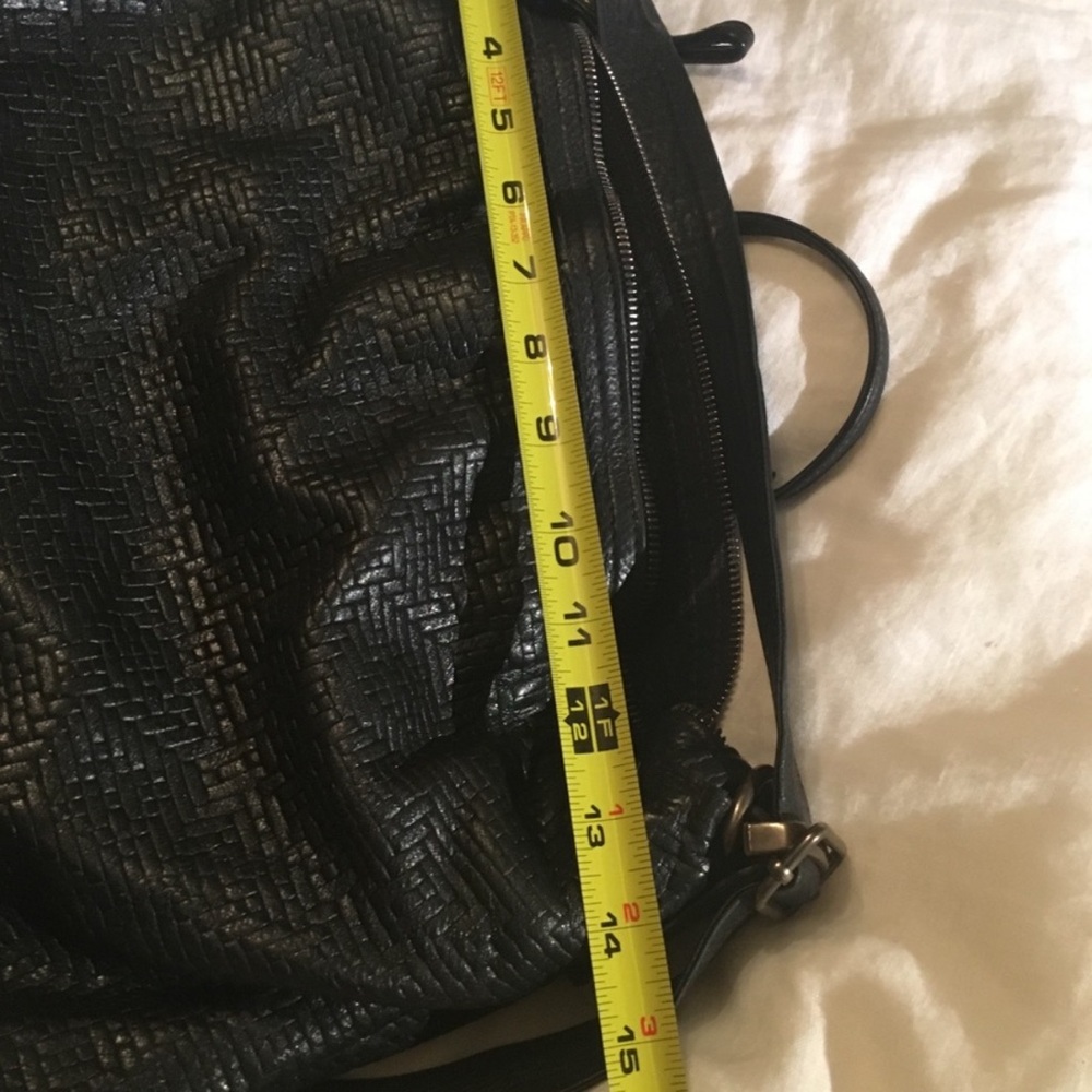 Rough & Tumble convertible leather laptop hobo bag embossed leather custom made - Picture 4 of 5